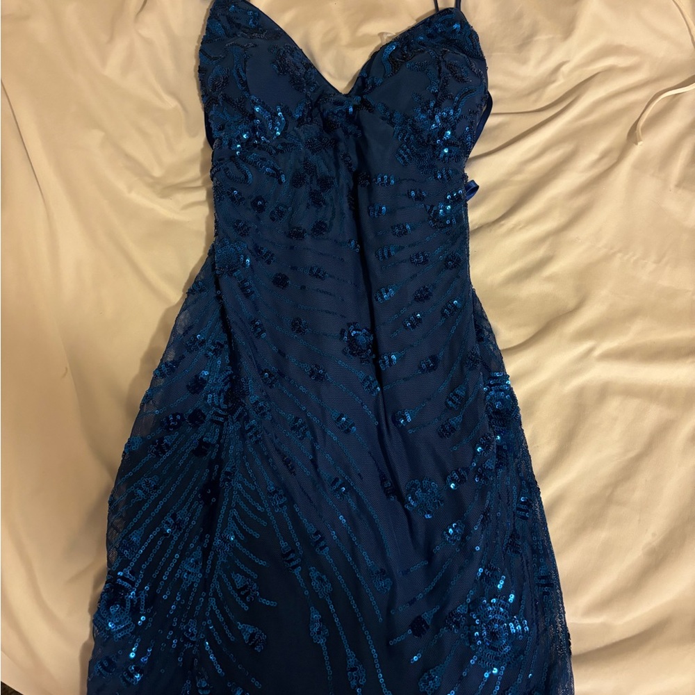 Elegant Blue Sequin Dress